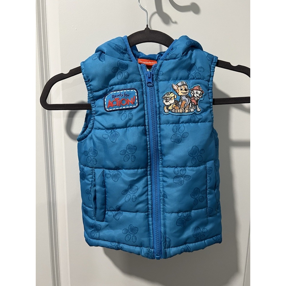 ✨ Paw Patrol Toddler Boys Hooded Puffer Vest Size 3T Nickolodeon 2016